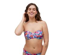 YSABEL MORA Top Bikini Flores Piqué Copas C y D con Aro y Relleno, Estilo Bandeau Sin Tirantes, Comodidad y Estilo en Cada Momento, Tejido Textura Piqué Estampado Flores Colección