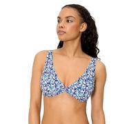 YSABEL MORA. Top Bikini Triángulo Liberty Azul Copa C. Top Bikini Triángulo con Aro Y Relleno Extraíble. Tirantes Regulables para Combinación Personalizada .Colección Flowers.