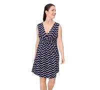 YSABEL MORA. Vestido Corto Escote En V Estampado Ondas. Prenda Talla Más Grande De Lo Habitual Recomendamos Elegir Una Talla Menos. Ajuste Flexible Y Fresco hasta La Rodilla.