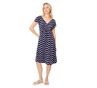 YSABEL MORA. Vestido Manga Corta Estampado Ondas. Diseño Cómodo y Elegante en Tejido Elástico de Viscosa Ideal para Verano.