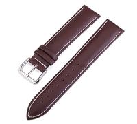YSABVCP Correa de reloj de cuero de 16/18/20/22/24 mm con hebilla de acero inoxidable for hombre y mujer, accesorios de repuesto for reloj.(Brown white line,16mm)