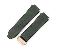 YSABVCP Correa de Reloj de Cuero Esmerilado de Silicona for Hombre Apta for Hublot 26 * 19 mm(Army Green-Rose-Z2)