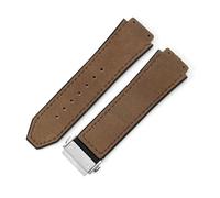YSABVCP Correa de Reloj de Cuero Esmerilado de Silicona for Hombre Apta for Hublot 26 * 19 mm(Coffee-Steel-Z2)