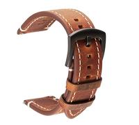YSABVCP Correa de reloj de cuero negro, azul, gris y marrón for mujer y hombre, 18 mm, 20 mm, 22 mm y 24 mm.(Dark brown,24mm)