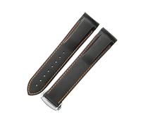 YSABVCP Correa de silicona for reloj Hamilton for hombre, modelo Khaki de 20 y 22 mm, Fit For hebilla de doble presión, serie Frog H77805335 y H777050.(Black orange-Steel,20mm)