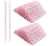 YSAFAI Crystal Nail Sticks, 200 piezas desechables de doble extremo multifunción cutícula empujador limpiador de uñas, herramienta de manicura y pedicura (rosa)