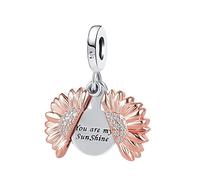 YSAHan Cuentas coloridas del encanto del calado del corazón de la flor del girasol de la mariposa para las pulseras, Metal Diamante de imitación metal Cristal Diamantes de, Base