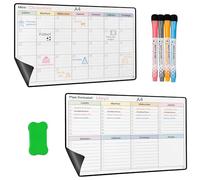 YSANCOR® Calendario Magnético Nevera Planificador Mensual o Semanal + 4 Rotuladores y 1 Borrador de Regalo | Opciones en Tamaños A4 y A3 | Ideal como Organizador Semanal (MENSUAL+SEMANAL A4)