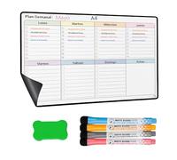 YSANCOR® Calendario Magnético Nevera Planificador Mensual o Semanal + 4 Rotuladores y 1 Borrador de Regalo | Opciones en Tamaños A4 y A3 | Ideal como Organizador Semanal (SEMANAL A4)