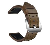 YsangTergm Correa de reloj de cuero genuino con cera de aceite con hilo for coser a mano, correa de repuesto universal for 20-26 mm, estilo vintage for hombres y mujeres(Military Green,26mm)