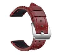 YsangTergm Correa de reloj de cuero genuino con cera de aceite con hilo for coser a mano, correa de repuesto universal for 20-26 mm, estilo vintage for hombres y mujeres(Red,24mm)