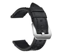 YsangTergm Correa de reloj de cuero genuino con cera de aceite con hilo for coser a mano, correa de repuesto universal for 20-26 mm, estilo vintage for hombres y mujeres(Black,24mm)