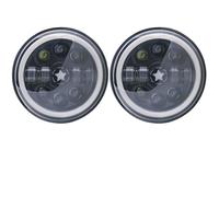 YSASFZX Faro Principal 2x Para Jeep JK TJ Todoterreno Para Hummer 4x4 Para Suzuki Para Samurai Faro 7 Pulgadas Led Alto/bajo H4 Halo Ojos Ángel DRL Faros Delanteros(50w Halo light Black e)