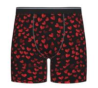 YSBKN Calzoncillos tipo bóxer elásticos y transpirables para hombre, regalos novedosos, Corazón Rojo Negro, Large