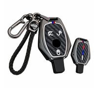 Ysbxitu Carcasa de metal y silicona para llave de Mercedes-Benz compatible con A B C E R S G M V LA CLS GLA GLC GLE GL SL AMG W204 W245 W246 Textura de fibra de carbono Cubierta de llave 3
