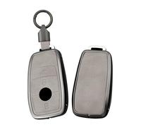 Ysbxitu CLA - Funda para llave de coche compatible con Mercedes-Benz Key Funda MB Auto Llave Cuero Cover para Clase A B C E S CLA GLA GLE GLC GLK AMG -in Idea de regalo 3 botones B Gris