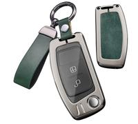 Ysbxitu Funda de piel para llave compatible con Ford Fiesta, Kuga, Focus, Mondeo, Galaxy Tourneo, Ecosport, Falcon Fusion, carcasa para llave de coche y viaje, color verde