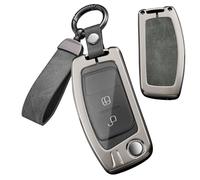 Ysbxitu Funda de piel para llave compatible con Ford Fiesta, Kuga, Focus, Mondeo, Galaxy Tourneo, Ecosport, Falcon Fusion, carcasa para llave de coche y viaje, color gris