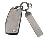 Ysbxitu Funda de piel para llave de coche, compatible con Ford Fiesta, Kuga, Focus, Mondeo Galaxy Tourneo, Ecosport, Falcon Fusion, caja de llaves fina para bolsillo de coche, llavero B gris