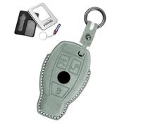 Ysbxitu Funda de piel para llave de coche compatible con Mercedes Benz A B C E R S G M V Clase CLA CLS GLA GLC GLE GL SL AMG W204 W245 W246 llavero elegante y práctico en verde claro
