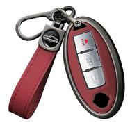 Ysbxitu Funda de piel para llave de coche compatible con Nissan Qashqai J10 J11 Juke F15 Navara X-Trail T31 T32 Micra Murano Car Key Cover para coche, bicicleta y viaje B Rojo