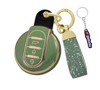 Ysbxitu Funda para llave con 3 botones para BMW Mini Cooper S/D/SD Cooper One Cabrio Clubman Countryman F54 F55 F56 F60 F57 Carcasa Mando a distancia Funda Idea Regalo Accesorios Coche, verde, Grün