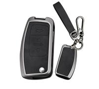 Ysbxitu Funda para llave de coche compatible con Ford Fiesta, Kuga, Focus, Mondeo, Galaxy Tourneo, Ecosport, Falcon Fusion, funda para llave a prueba de polvo con llavero A Negro