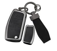 Ysbxitu Funda para llave de coche compatible con Ford Fiesta, Kuga, Focus, Mondeo, Galaxy Tourneo, Ecosport, Falcon Fusion, funda para llave a prueba de polvo con llavero C negro