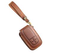 Ysbxitu Funda para Llave de Coche Toyota Funda de Cuero para Llavero se Adapta a Toyota Yaris Cross Hybrid Corolla RAV4 Prius Camry Auris Fortuner Highlander Car Keychain 2020-2024, 2 Botones-marrón,