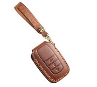 Ysbxitu Funda para Llave de Coche Toyota Funda de Cuero para Llavero se Adapta a Toyota Yaris Cross Hybrid Corolla RAV4 Prius Camry Auris Fortuner Highlander Car Keychain 2020-2024, 3 Botones-marrón,
