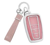 Ysbxitu Funda para llave de TPU compatible con Toyota Rav4 Yaris Hilux Corolla Aygo C-HR Camry Avalon Highlander a prueba de polvo Funda para coche, bicicleta y viaje 3 botones A Rosa