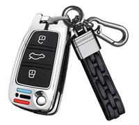 Ysbxitu Funda plegable para llave de coche compatible con Audi A1 A3 A4 A6 8P TT C6 funda protectora llavero funda de silicona regalo C plata