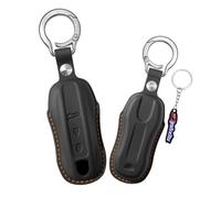 Ysbxitu Funda protectora para coche Porsche 996 997 3 botones Key Cover | Funda de metal para llave 992 987 958 9YA Carrera GT3 Boxster Cayenne Macan Panamera Carcasa de metal como regalo A Negro