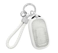 Ysbxitu Llavero de TPU para hombre apto para Honda HRV Jazz Fit Accord CR-V Civic Hatchback Sedan Vezel SI EX EX-L Funda para llave elegante y práctica para coche, bicicleta y viaje A Plata