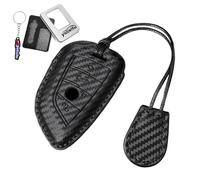Ysbxitu Smart Autoschlüssel Funda, Car Keychain kompatibel mit BMW Serie 1 2 4 X1 X2 X3 X5 X6 G01 G05 G20 F25 F36 F40 F44 F48 E70 420i Active Zubehör - Carbon faser Textur Leder -Car Keychain C