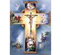 YSCOLOR Diamond Painting 5D Diamante Redondo Pintura Religiones Jesús Jesús Cruz De Cristo DIY 5D Punto De Cruz Bordado De Diamante Kits De Diamante 30X40cm