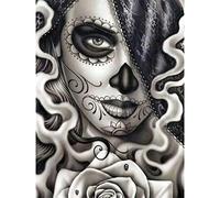 YSCOLOR Diamond Painting Taladro Redondo Completo 5D DIY Diamante Pintura Cráneo Chica Bordado Punto De Cruz Mosaico Decoración del Hogar Imagen De Regalo por Números 30X40Cm