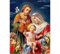 YSCOLOR Diy 5D Diamante Pintura Religión Jesucristo Sagrada Familia Kit Para Adultos Y Completo Redondo Taladro Rhinestone Pintura Bordado 30x40cm