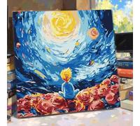 YSCOLOR Kits De Pintar Por Numeros Para El Principito Y Las Rosas Estrelladas, Divertido Juego De Pintura Al Óleo Diy Incluye Marco Interior 20X20 Cm