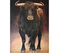 YSCOLOR Kits De Pintura De Diamantes 5D Diy Para Adultos Taladro Redondo Arte De Diamantes De Toro Negro Taladro Completo Imágenes Para Manualidades 30x40cm