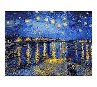YSCOLOR Pintura de diamantes, bordado de Navidad y cumpleaños, regalo único, Noche estrellada sobre el Ródano de Van Gogh, punto de cruz, regalo, 30 x 40 cm