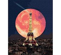 YSCOLOR Pintura Por Números Para Adultos Y Niños, Paris Moon Y Eiffel Tower Pintura Al Óleo Por Números Para Adultos Principiantes Con Pinceles 40x50cm