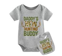 YSCULBUTOL Baby Boy Twins Girl Coming Home Outfit Baberos Divertido Bebé Mono Lindo Ropa Bebé Mameluco - gris - 6-9 meses