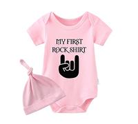 YSCULBUTOL Baby Twins Body My First Rock Shirt Baby Cute Baby Boy Ropa Mono Infantil - rosa - 3-6 meses