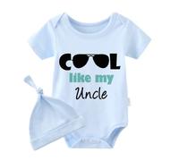 YSCULBUTOL Bebé gemelos mono fresco como mi tío divertido bebé bebé recién nacido niños niñas ropa moda, Azul Cool Like Tío, 3-6 meses