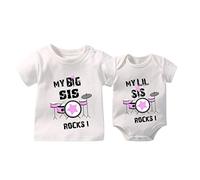 YSCULBUTOL Big Brother Little Sister Rockstar - Juego de camisa para hermanos y hermanos, incluye Big Brothers Rock - blanco - S (5-6 años) y 0-3 meses