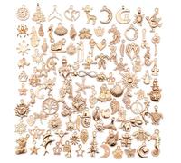YSDINK Juego de 100 colgantes para joyas, manualidades, accesorios estéticos vintage para pulseras, collares y pendientes, colgantes de metal mixtos en oro para hacer joyas creativas, Klein, Zinc, No