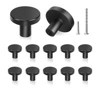 YSDMY 12 Piezas Tiradores Cajones,Pomos y Tiradores Vintage Tiradores Armarios 30mm Redonda Pomos Negros para Muebles con dos Tornillos de Diferentes Tamaños, Pomos Armario para Muebles Armario