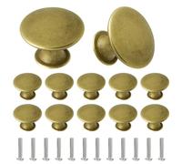 YSDMY Pomo Puerta Armario 12 Piezas Pomos y Tiradores 30mm Tiradores Armarios,Tiradores Cajones Vintage Pomos para Armario Tiradores para Cajone (Latón+25mm Tornillos)