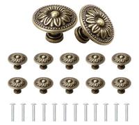 YSDMY tiradores armarios 12 Piezas tiradores para cajone，30MM Pomo para Armario，Patrón de flores pomos y tiradores vintage Tiradores Muebles，Pomos de Armario Redondas con tornillos
